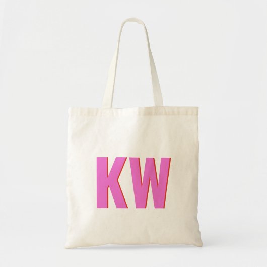 Tote Bag Monogramme Personnalisé Ombre Rose Rouge Moderne (Devant)
