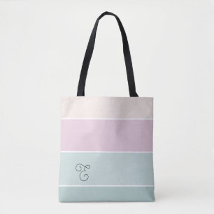 Tote Bag Monogramme personnalisé ombré rose vert élégant