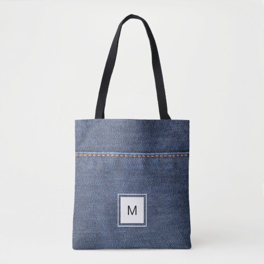 Tote Bag Monogramme personnalisé par style de denim de (Devant)