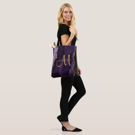 Tote Bag Monogramme personnalisé Parties scintillant or vio (Sur le modèle)