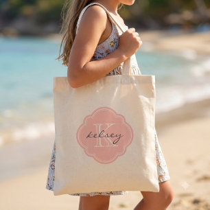 Tote Bag Monogramme personnalisé rose clair