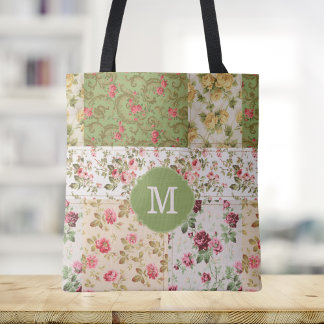 Tote Bag Monogramme personnalisé Rose de mise en correspond