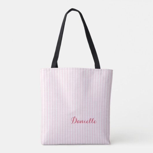 Tote Bag Monogramme personnalisé Simple Élégant Pink (Dos)