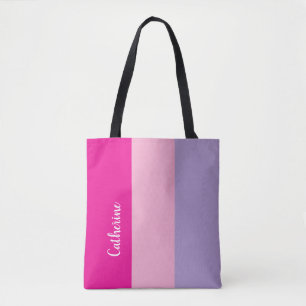 Tote Bag Monogramme personnalisé, tri-ton rose chaud