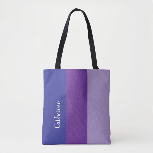 Tote Bag monogramme personnalisé, triple ton violet (Devant)