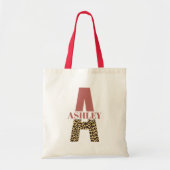 Tote Bag Monogramme personnalisé Un Empreinte de léopard ro (Devant)