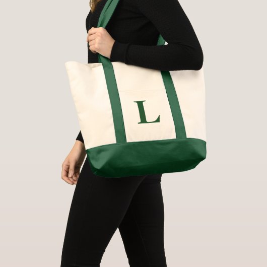 Tote Bag Monogramme personnalisé VERT-FONCÉ + FOURRE-TOUT (Devant (produit))