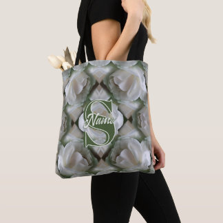 Tote Bag Monogramme personnalisé Votre initiale Nom Rose bl