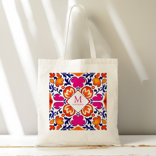 Tote Bag Monogramme Pink orange bleu fête de mariée faveurs