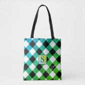 Tote Bag Monogramme Plaid de contrôle de buffle bleu vert e (Devant)
