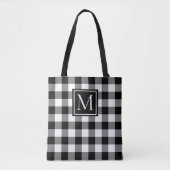 Tote Bag Monogramme plaqué de buffle noir et blanc personna (Devant)