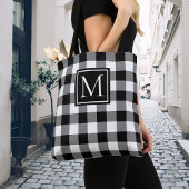 Tote Bag Monogramme plaqué de buffle noir et blanc personna