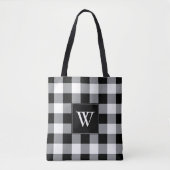Tote Bag Monogramme plaqué noir rustique noir blanc Buffalo (Devant)