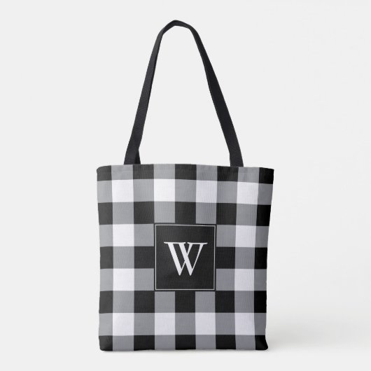 Tote Bag Monogramme plaqué noir rustique noir blanc Buffalo (Dos)