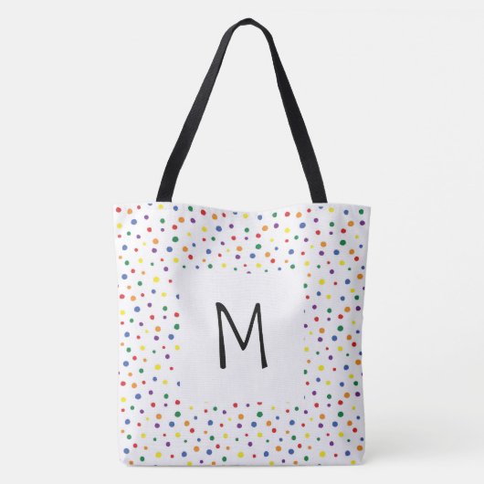 Tote Bag Monogramme Pois arc-en-ciel (Dos)