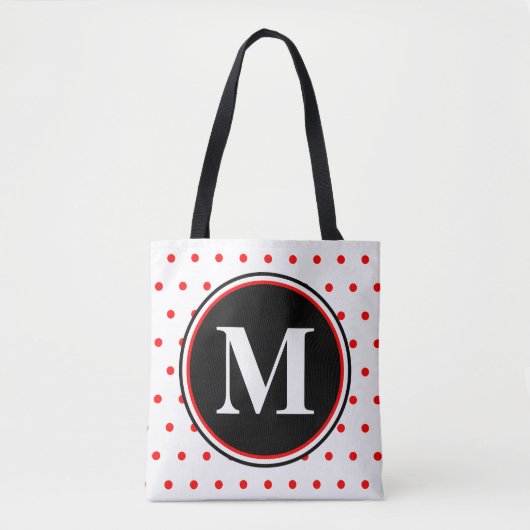 Tote Bag Monogramme Pois blancs (Devant)
