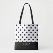 Tote Bag Monogramme Pois noir et blanc (Devant)