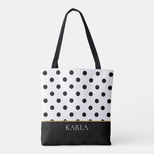 Tote Bag Monogramme Pois noir et blanc (Dos)