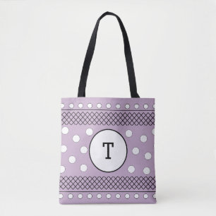 Tote Bag Monogramme Pois Pastel Purple