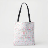 Tote Bag Monogramme Polka-point mignon en rose, bleu et ver (Devant)