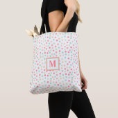 Tote Bag Monogramme Polka-point mignon en rose, bleu et ver (De près)