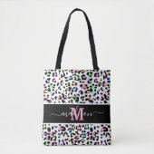 Tote Bag Monogramme poster de animal Leopard tendance (Devant)