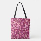 Tote Bag Monogramme pour son rose floral et Rose (Dos)