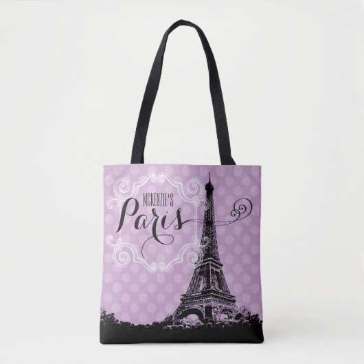 Tote Bag Monogramme pourpre en pastel de Tour Eiffel (Devant)