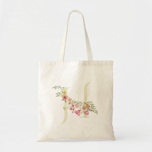 Tote Bag monogramme printanier floral H mariage Shower de m
