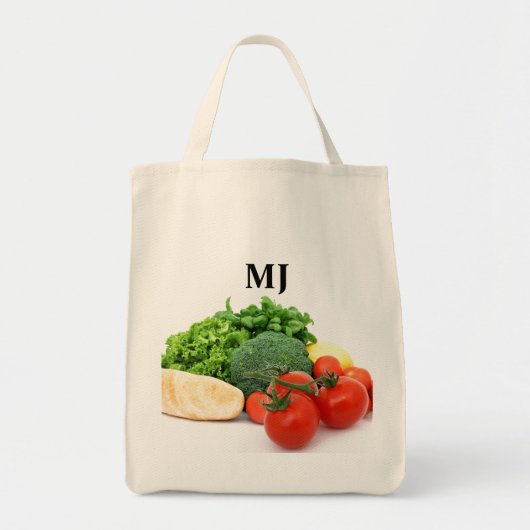 Tote Bag Monogramme Produits frais Épicerie Fourre-tout (Devant)