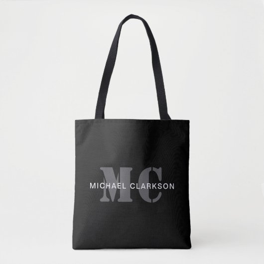 Tote Bag Monogramme professionnel moderne noir et blanc (Devant)