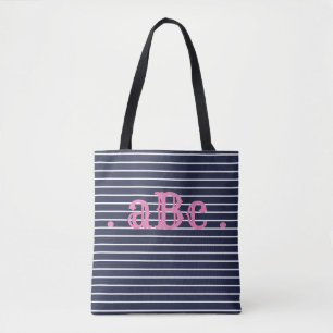 Tote Bag Monogramme rayé Fourre-tout de marine et de crép