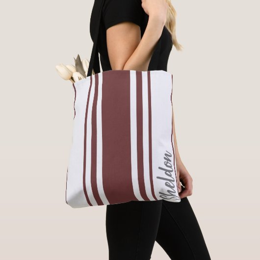 Tote Bag Monogramme Rayures Minimaliste Sheldon (De près)