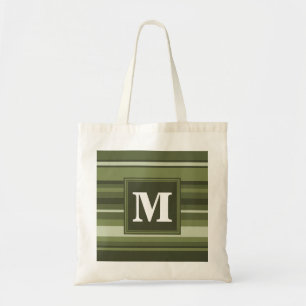 Tote Bag Monogramme rayures vert olive