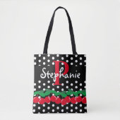 Tote Bag Monogramme Red Cherries White Pois Retro (Devant)