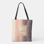 Tote Bag Monogramme rétro coucher de soleil rayure boho aqu (Dos)