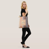 Tote Bag Monogramme rétro coucher de soleil rayure boho aqu (Sur le modèle)