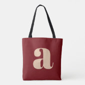 Tote Bag Monogramme rétro moderne rouge foncé gras initial (Dos)