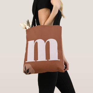 Tote Bag Monogramme rétro personnalisé avec Boho en terre c