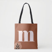 Tote Bag Monogramme rétro personnalisé avec Boho en terre c (Devant)