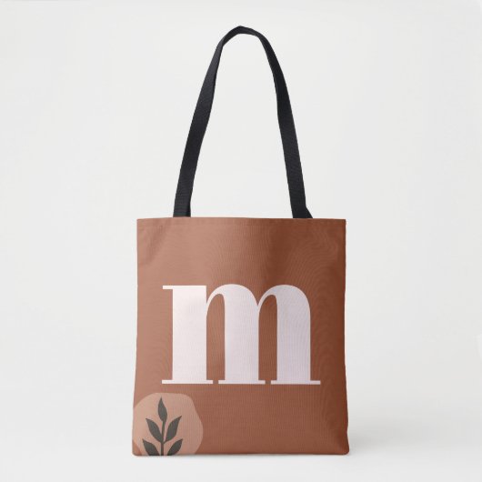 Tote Bag Monogramme rétro personnalisé avec Boho en terre c (Devant)