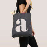 Tote Bag Monogramme rétro simple en noir et blanc<br><div class="desc">Simple noir et blanc Gras rétro Monogramme initial Sac fourre-tout</div>