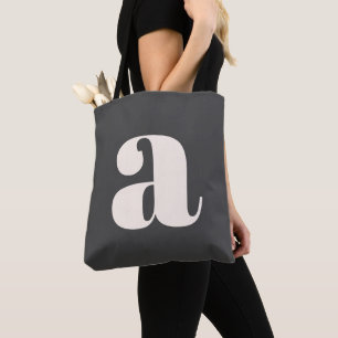 Tote Bag Monogramme rétro simple en noir et blanc