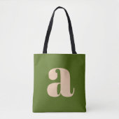 Tote Bag Monogramme rétroactif vert vert terrestre moderne  (Devant)