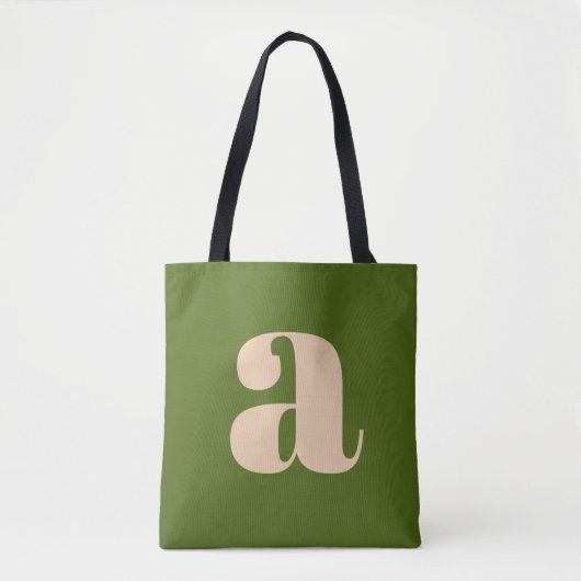 Tote Bag Monogramme rétroactif vert vert terrestre moderne  (Devant)