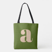 Tote Bag Monogramme rétroactif vert vert terrestre moderne  (Dos)