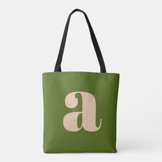 Tote Bag Monogramme rétroactif vert vert terrestre moderne (Dos)