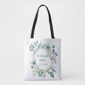 Tote Bag Monogramme Rose blanche Fleurs de eucalyptus Demoi (Devant)