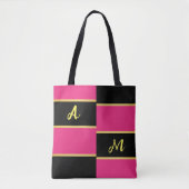 Tote Bag Monogramme rose bloc couleur chic (Devant)
