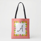 Tote Bag Monogramme rose Carré Citrus sur fourre-tout (Devant)